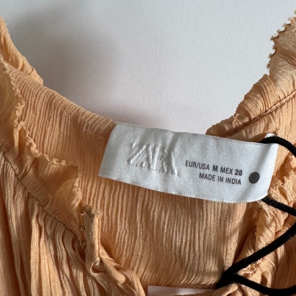 ZARA BEIGE ASYMMETRIC RUFFLED DRESS ZW COLLECTION SZ MEDIUM NEW WITH TAGS - Picture 6 of 15